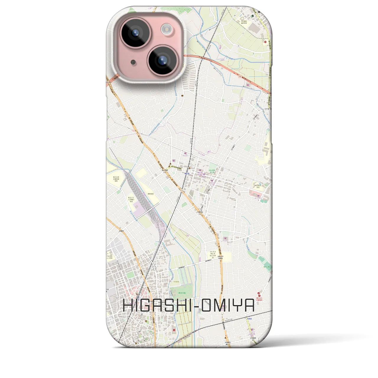 【東大宮】地図柄iPhoneケース（バックカバータイプ・ナチュラル）iPhone 15 Plus 用