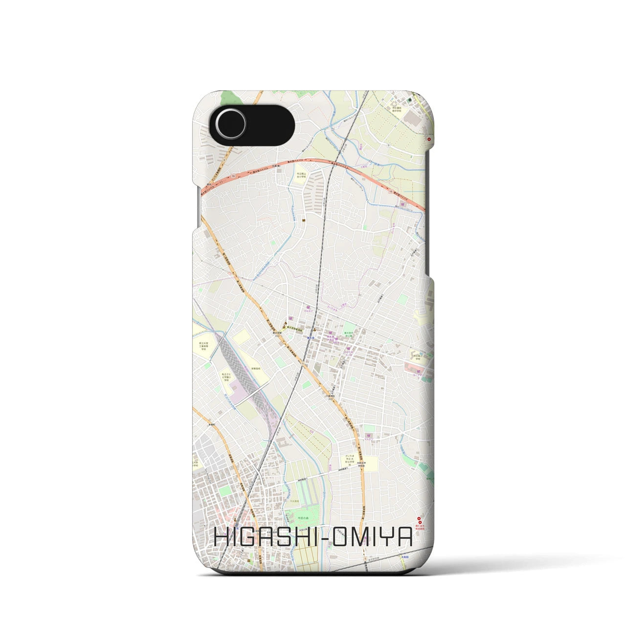 【東大宮】地図柄iPhoneケース（バックカバータイプ・ナチュラル）iPhone SE（第3 / 第2世代） / 8 / 7 / 6s / 6 用