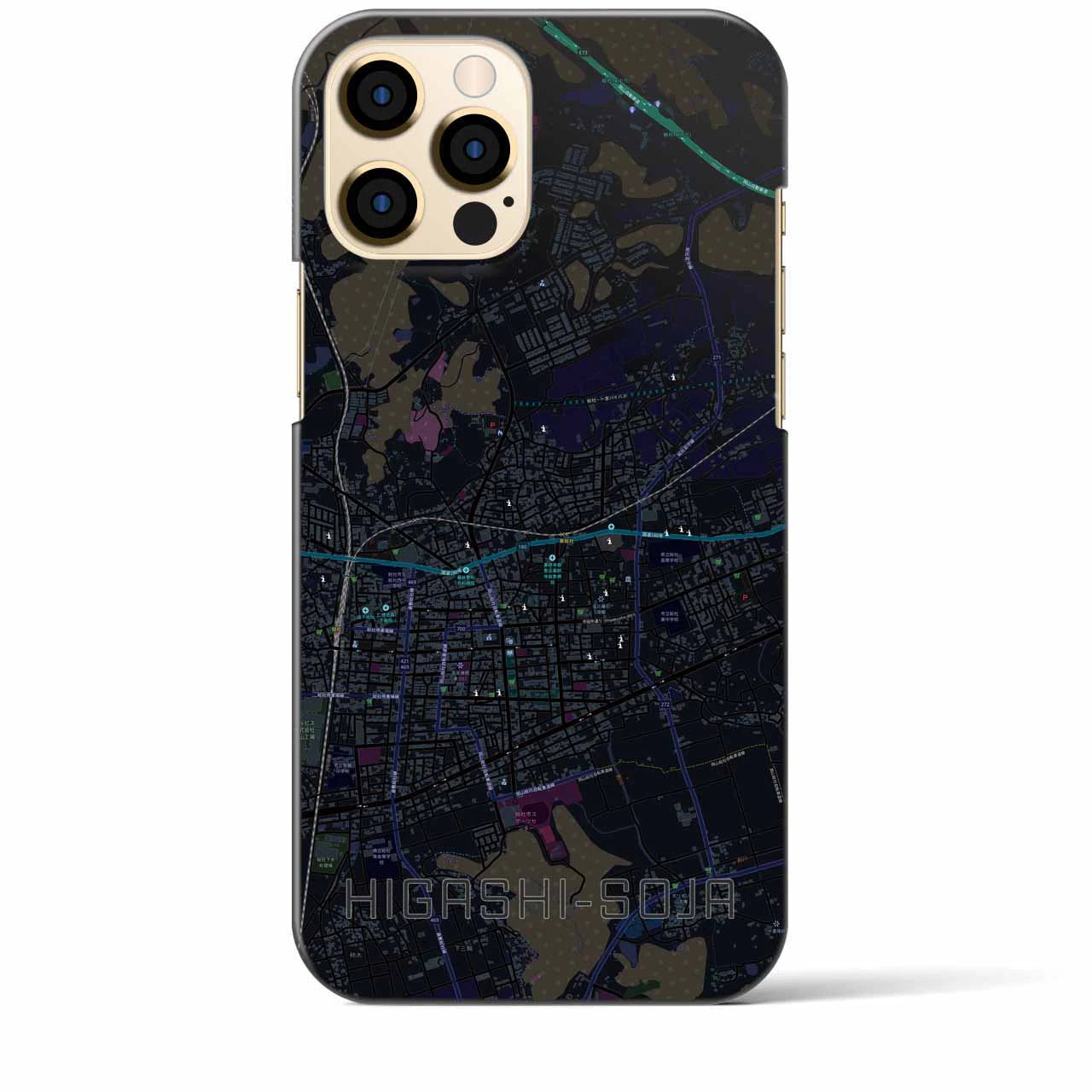 【東総社】地図柄iPhoneケース（バックカバータイプ・ブラック）iPhone 12 Pro Max 用