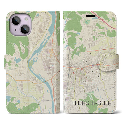 【東総社（岡山県）】地図柄iPhoneケース（手帳タイプ）ナチュラル・iPhone 14 用