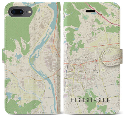 【東総社（岡山県）】地図柄iPhoneケース（手帳タイプ）ナチュラル・iPhone 8Plus /7Plus / 6sPlus / 6Plus 用