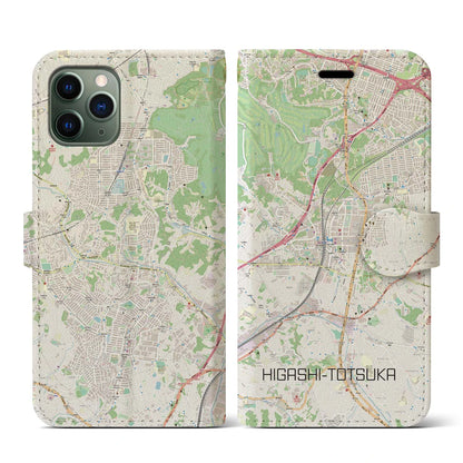 【東戸塚（神奈川県）】地図柄iPhoneケース（手帳タイプ）ナチュラル・iPhone 11 Pro 用