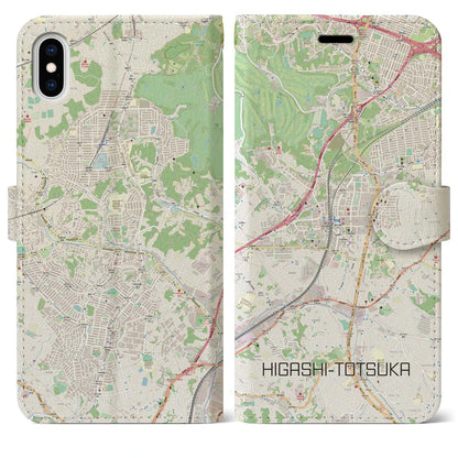 【東戸塚（神奈川県）】地図柄iPhoneケース（手帳タイプ）ナチュラル・iPhone XS Max 用