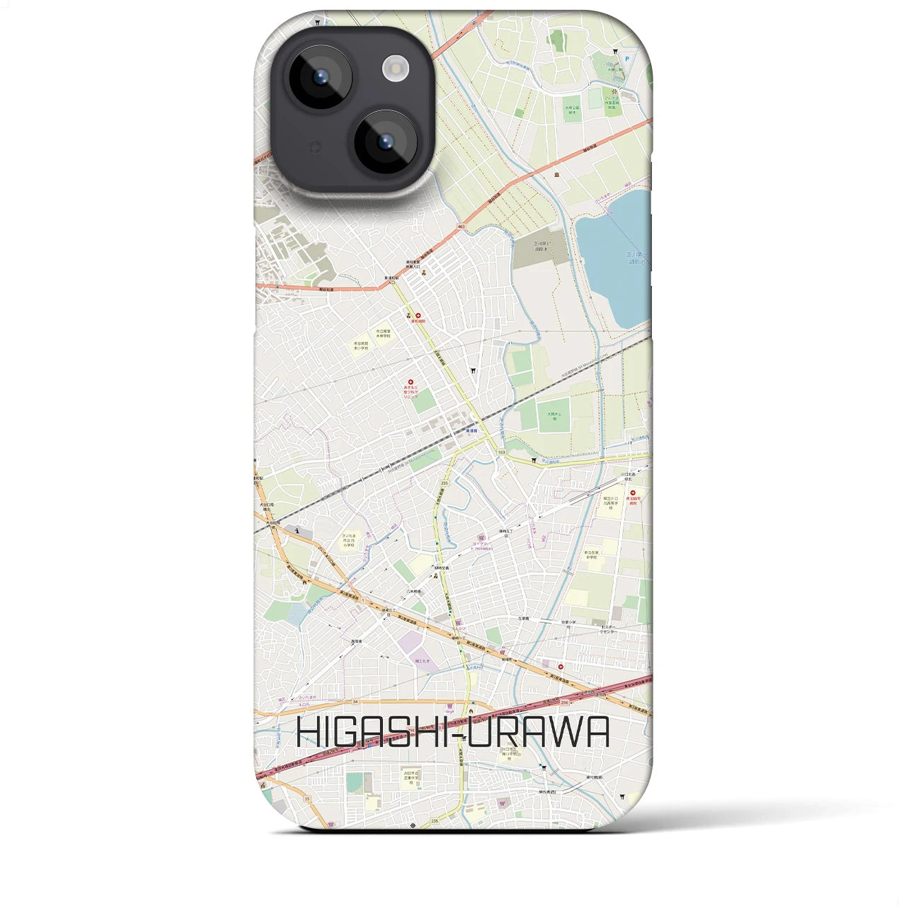 【東浦和】地図柄iPhoneケース（バックカバータイプ・ナチュラル）iPhone 14 Plus 用