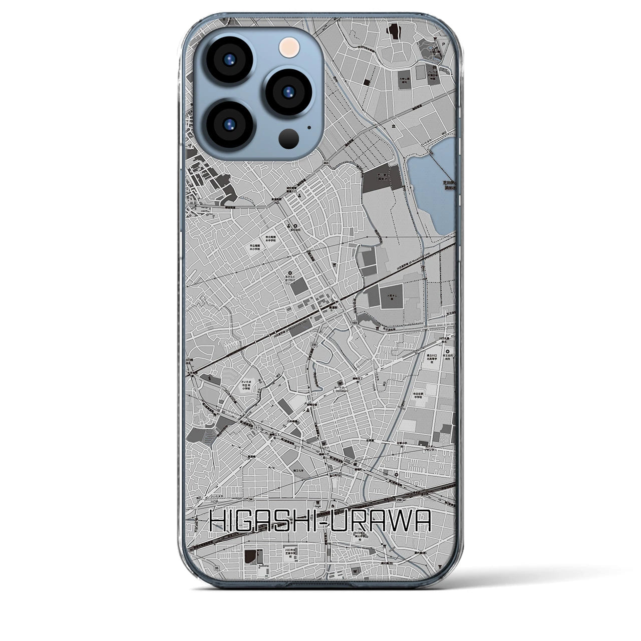 【東浦和】地図柄iPhoneケース（クリアタイプ・モノトーン）iPhone 13 Pro Max 用
