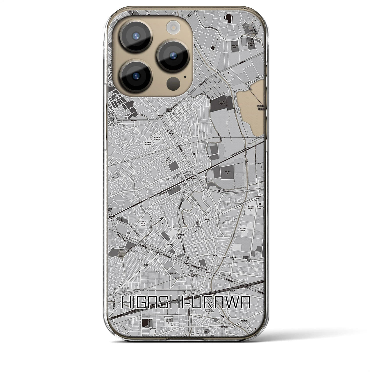 【東浦和】地図柄iPhoneケース（クリアタイプ・モノトーン）iPhone 14 Pro Max 用