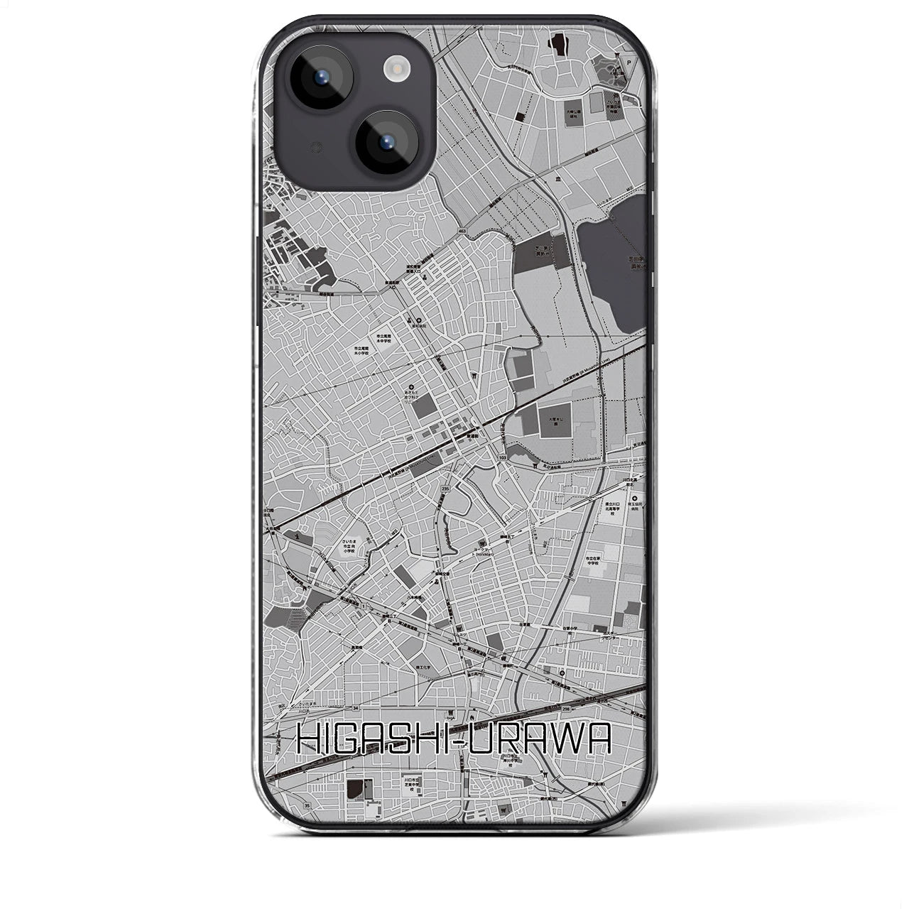 【東浦和】地図柄iPhoneケース（クリアタイプ・モノトーン）iPhone 14 Plus 用