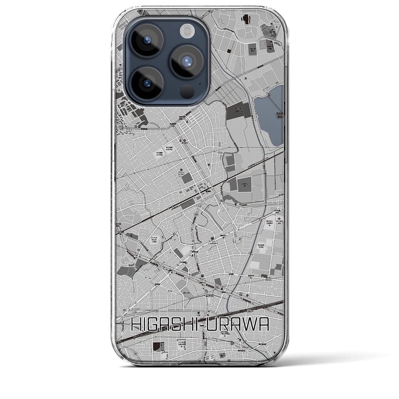 【東浦和】地図柄iPhoneケース（クリアタイプ・モノトーン）iPhone 15 Pro Max 用