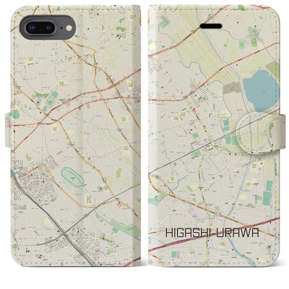 【東浦和（埼玉県）】地図柄iPhoneケース（手帳タイプ）ナチュラル・iPhone 8Plus /7Plus / 6sPlus / 6Plus 用