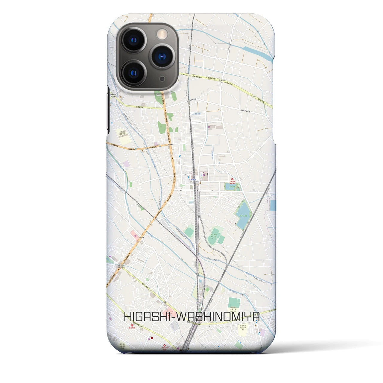 【東鷲宮】地図柄iPhoneケース（バックカバータイプ・ナチュラル）iPhone 11 Pro Max 用