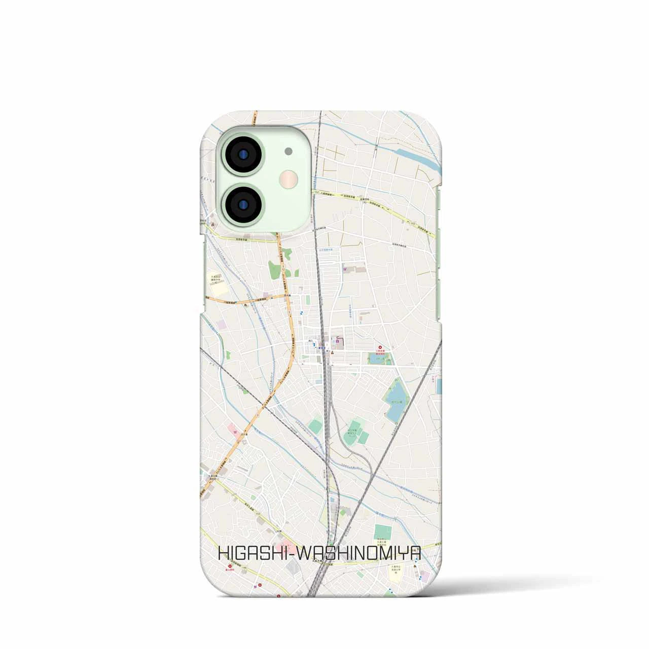 【東鷲宮】地図柄iPhoneケース（バックカバータイプ・ナチュラル）iPhone 12 mini 用