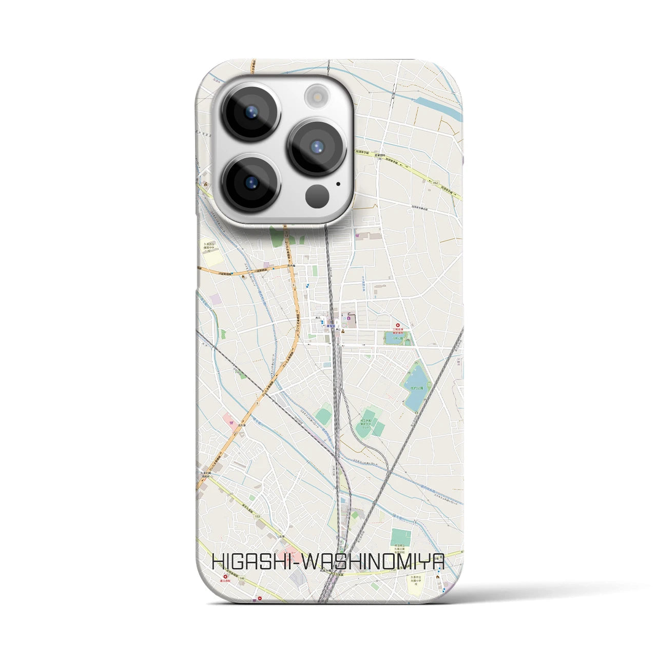 【東鷲宮】地図柄iPhoneケース（バックカバータイプ・ナチュラル）iPhone 14 Pro 用