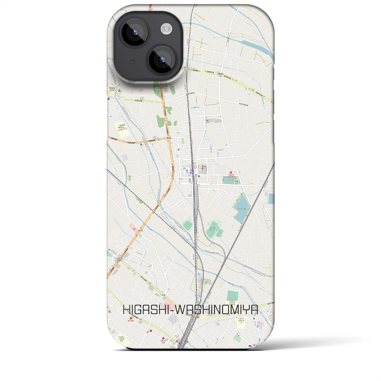【東鷲宮】地図柄iPhoneケース（バックカバータイプ・ナチュラル）iPhone 14 Plus 用