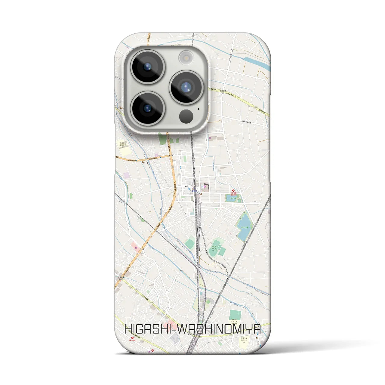 【東鷲宮】地図柄iPhoneケース（バックカバータイプ・ナチュラル）iPhone 15 Pro 用