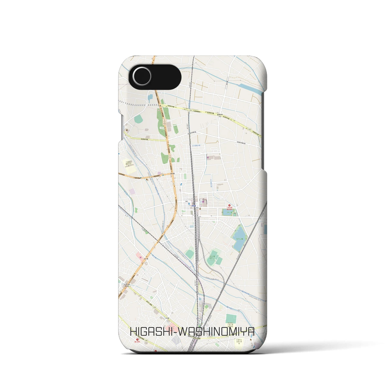 【東鷲宮】地図柄iPhoneケース（バックカバータイプ・ナチュラル）iPhone SE（第3 / 第2世代） / 8 / 7 / 6s / 6 用