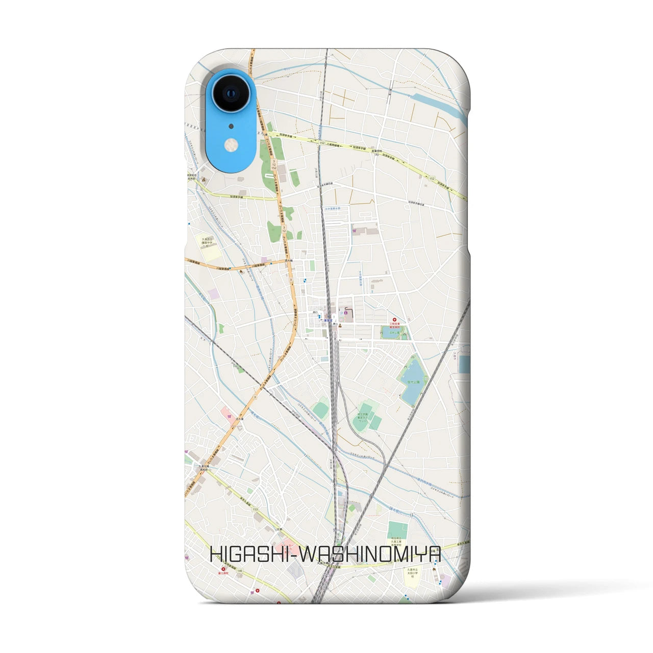 【東鷲宮】地図柄iPhoneケース（バックカバータイプ・ナチュラル）iPhone XR 用