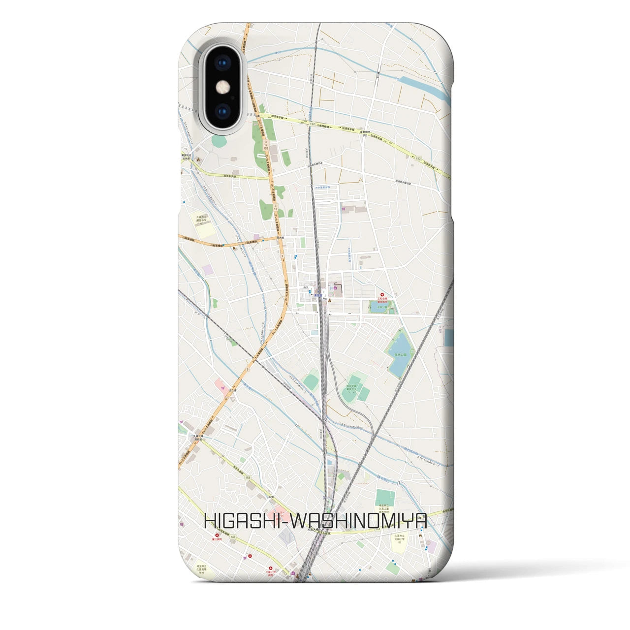 【東鷲宮】地図柄iPhoneケース（バックカバータイプ・ナチュラル）iPhone XS Max 用