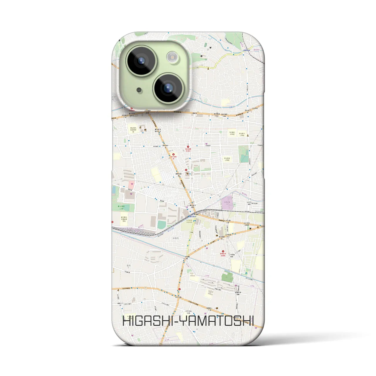 【東大和市】地図柄iPhoneケース（バックカバータイプ・ナチュラル）iPhone 15 用