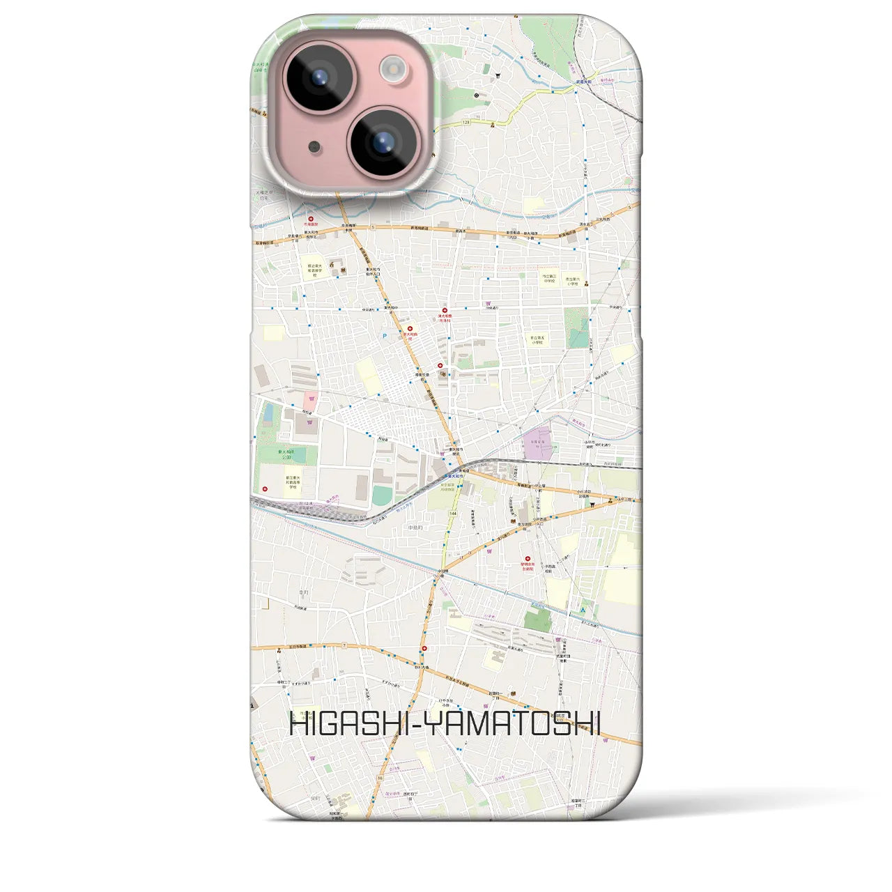 【東大和市】地図柄iPhoneケース（バックカバータイプ・ナチュラル）iPhone 15 Plus 用