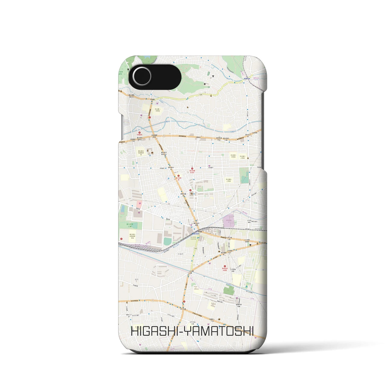 【東大和市】地図柄iPhoneケース（バックカバータイプ・ナチュラル）iPhone SE（第3 / 第2世代） / 8 / 7 / 6s / 6 用