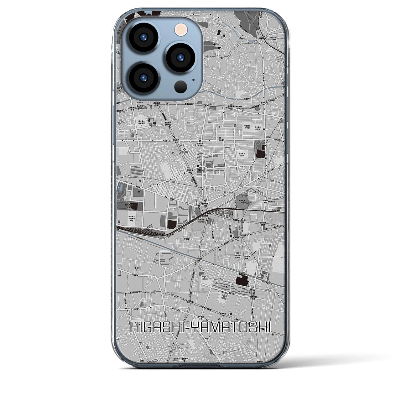 【東大和市】地図柄iPhoneケース（クリアタイプ・モノトーン）iPhone 13 Pro Max 用
