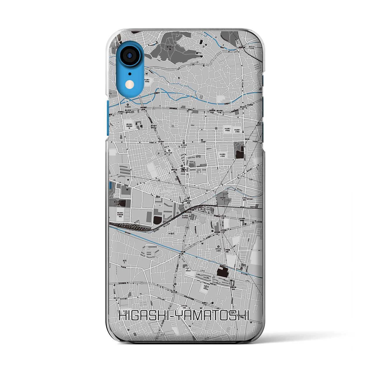 【東大和市】地図柄iPhoneケース（クリアタイプ・モノトーン）iPhone XR 用