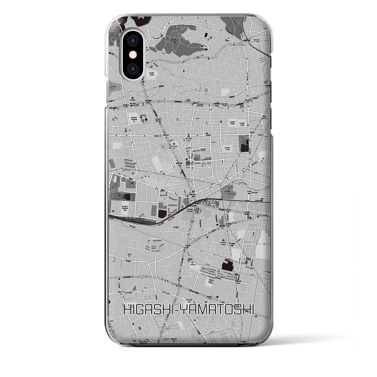 【東大和市】地図柄iPhoneケース（クリアタイプ・モノトーン）iPhone XS Max 用