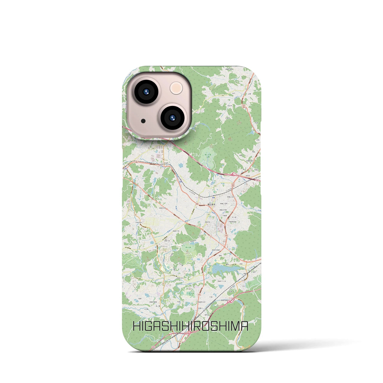 【東広島】地図柄iPhoneケース（バックカバータイプ・ナチュラル）iPhone 13 mini 用
