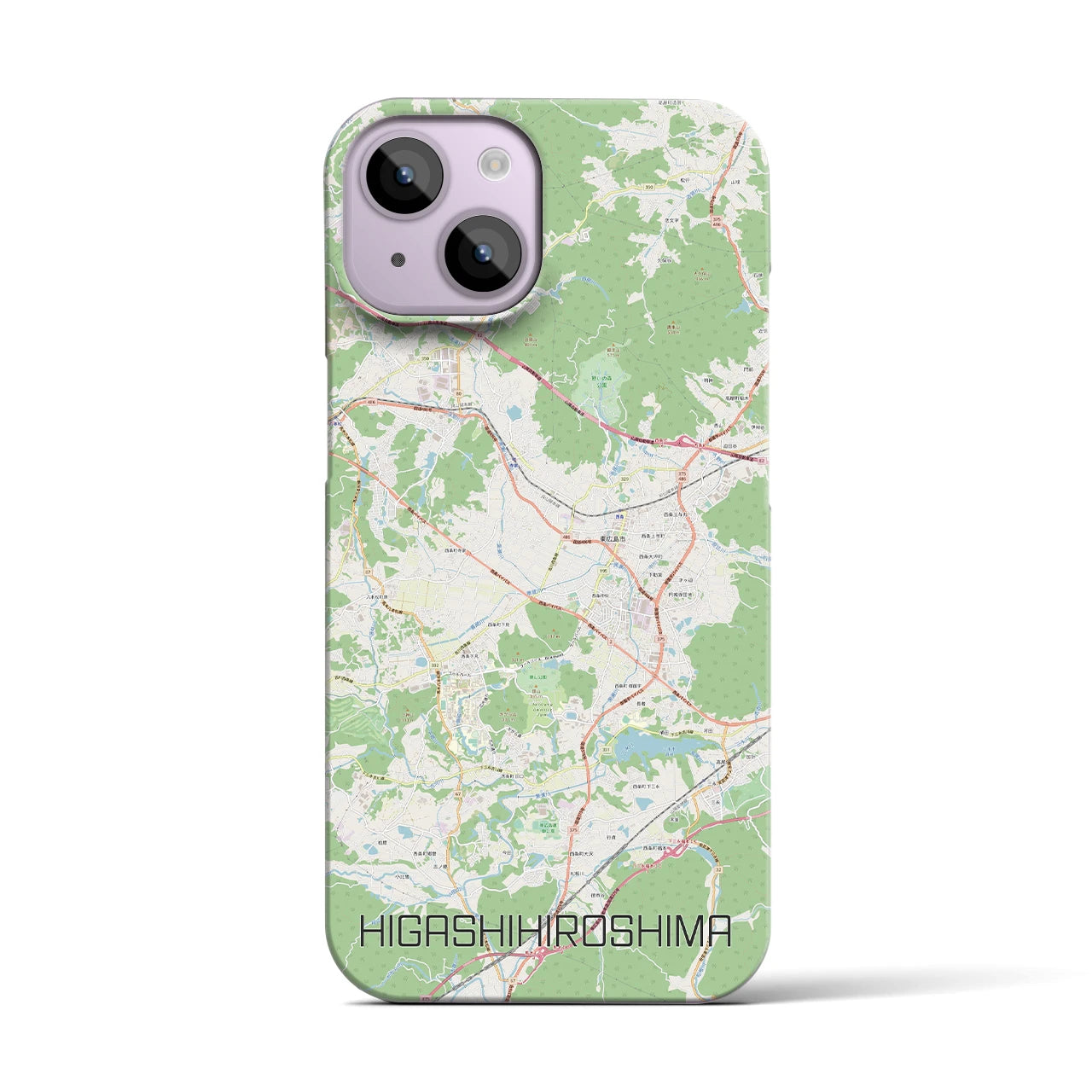 【東広島】地図柄iPhoneケース（バックカバータイプ・ナチュラル）iPhone 14 用