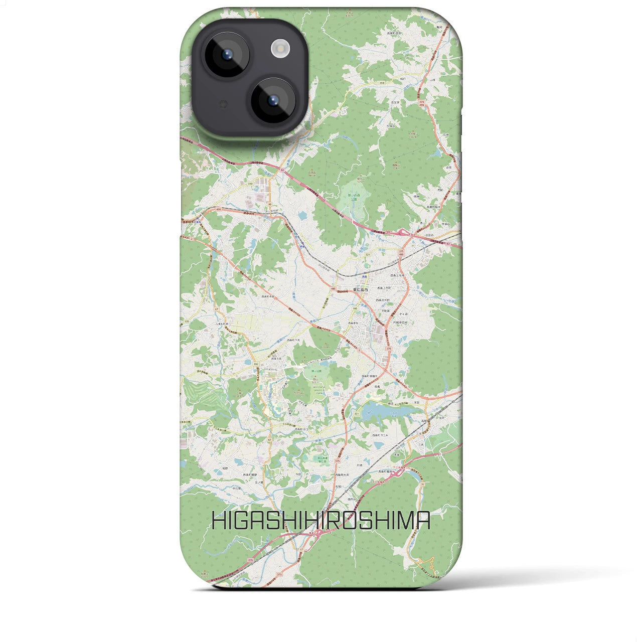 【東広島】地図柄iPhoneケース（バックカバータイプ・ナチュラル）iPhone 14 Plus 用