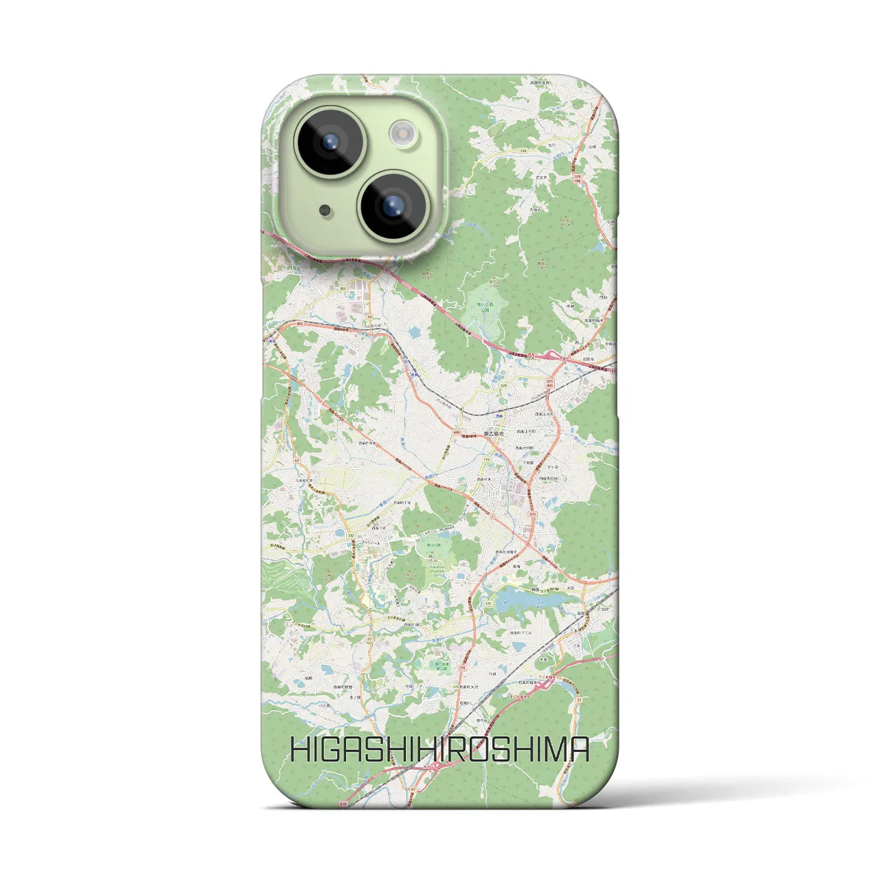 【東広島】地図柄iPhoneケース（バックカバータイプ・ナチュラル）iPhone 15 用