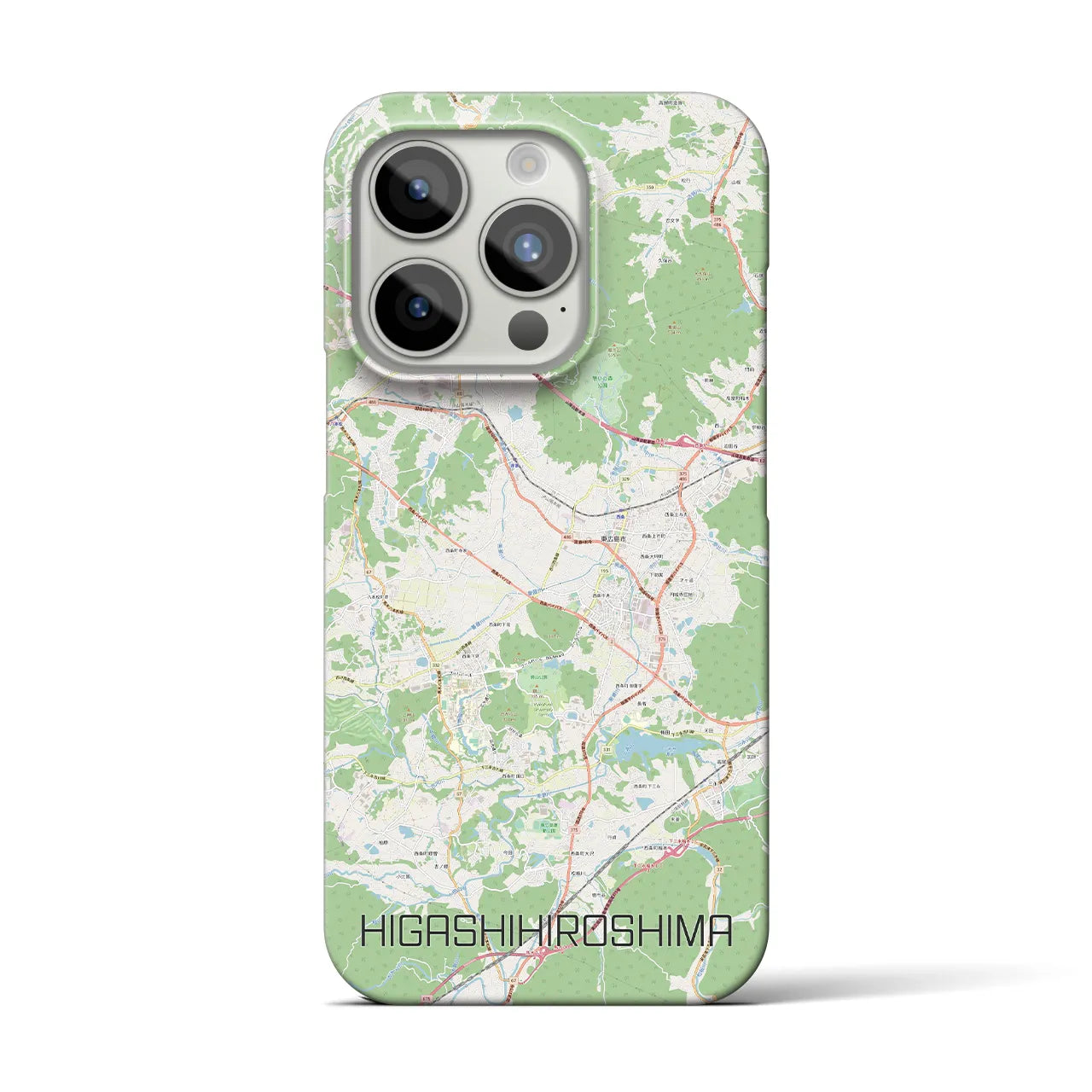 【東広島】地図柄iPhoneケース（バックカバータイプ・ナチュラル）iPhone 15 Pro 用