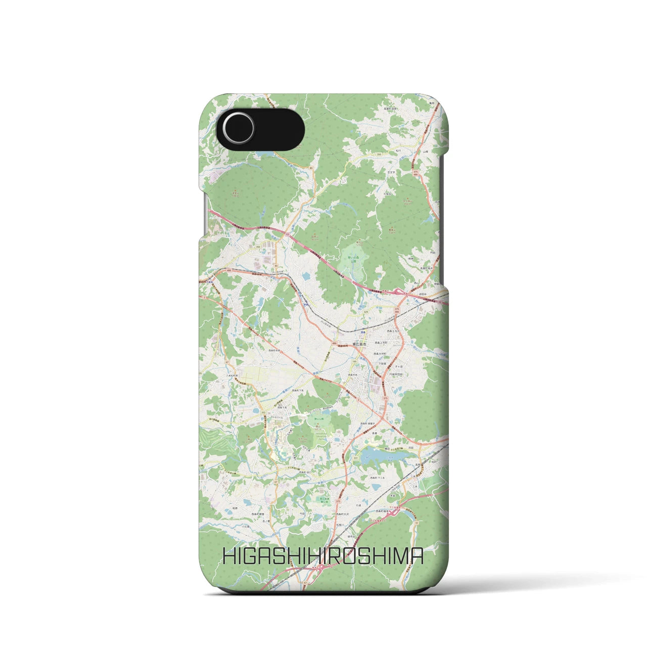 【東広島】地図柄iPhoneケース（バックカバータイプ・ナチュラル）iPhone SE（第3 / 第2世代） / 8 / 7 / 6s / 6 用
