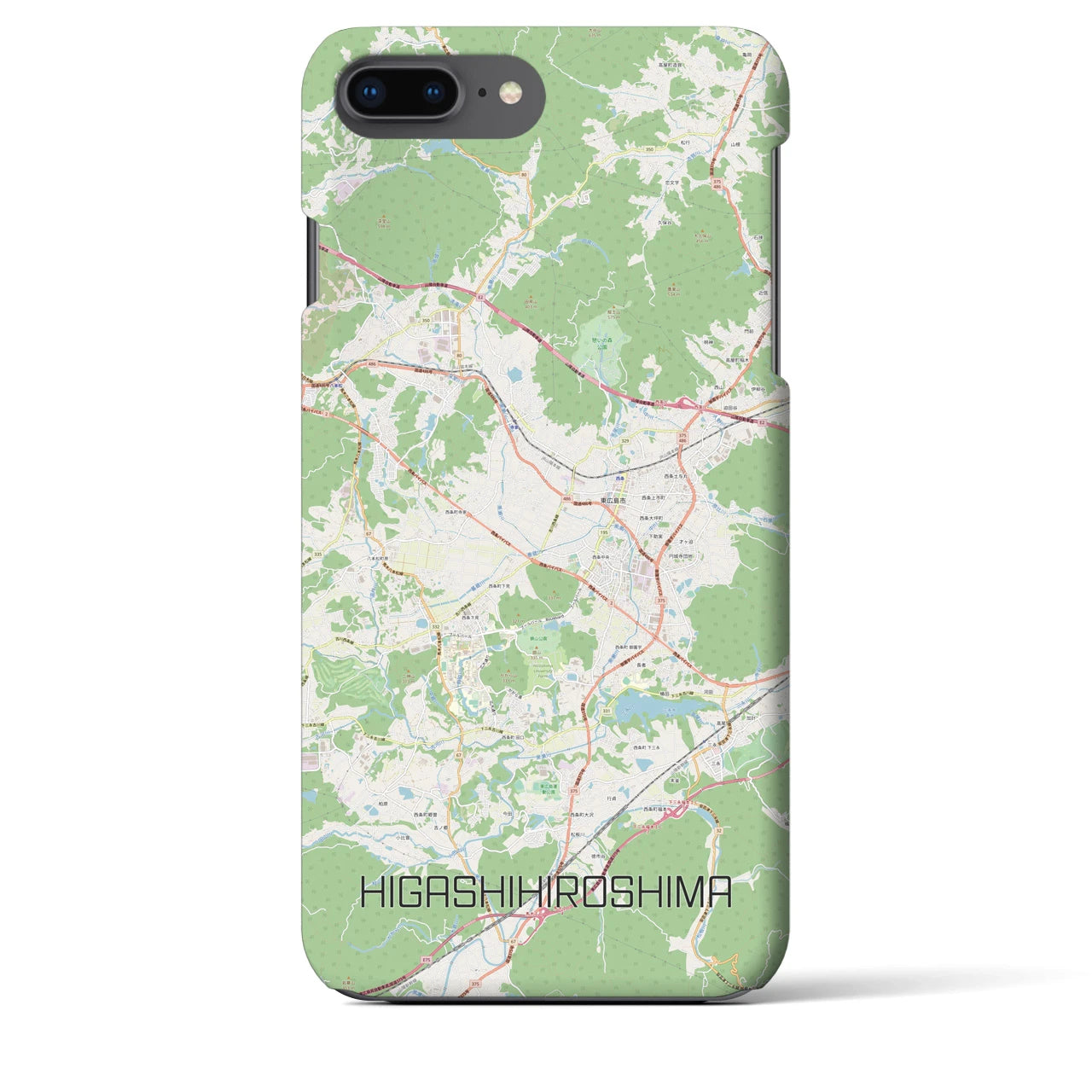 【東広島】地図柄iPhoneケース（バックカバータイプ・ナチュラル）iPhone 8Plus /7Plus / 6sPlus / 6Plus 用