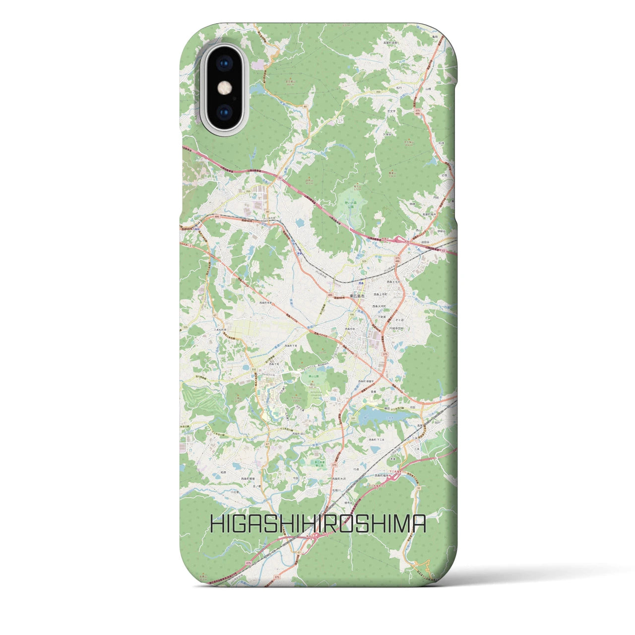 【東広島】地図柄iPhoneケース（バックカバータイプ・ナチュラル）iPhone XS Max 用