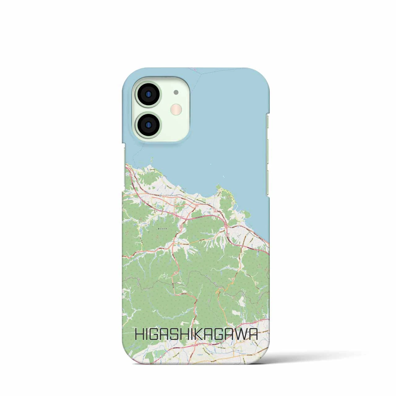【東かがわ】地図柄iPhoneケース（バックカバータイプ・ナチュラル）iPhone 12 mini 用