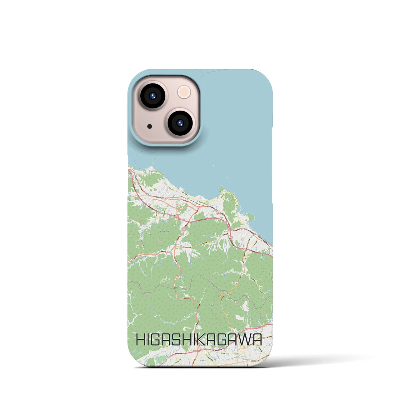 【東かがわ】地図柄iPhoneケース（バックカバータイプ・ナチュラル）iPhone 13 mini 用