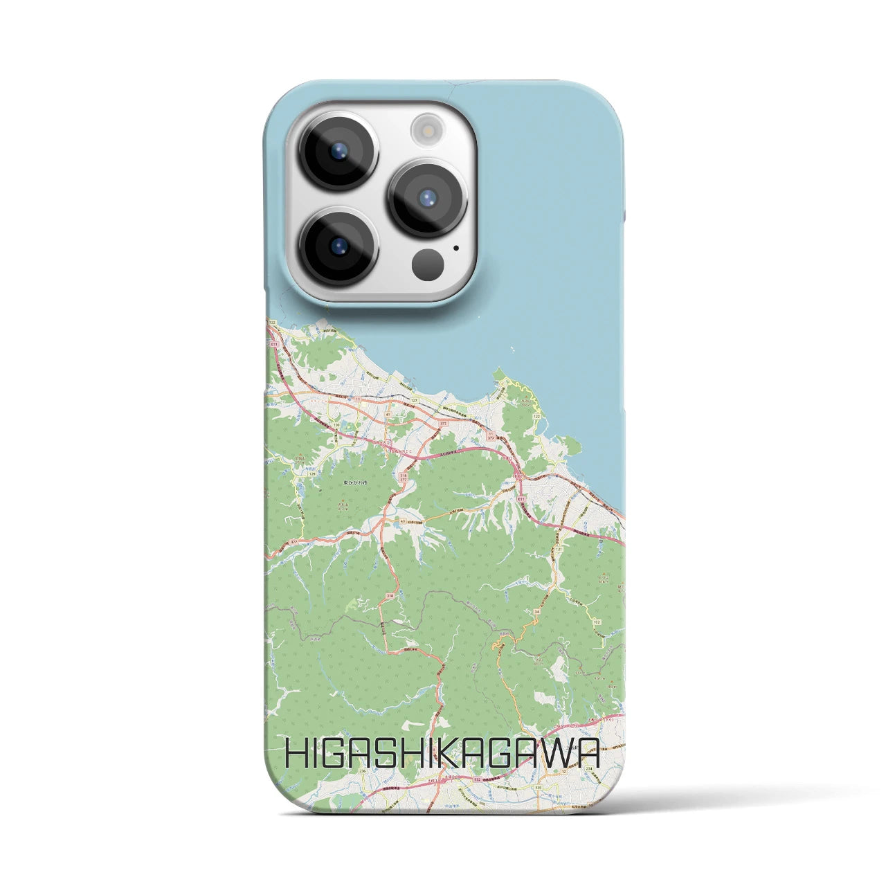 【東かがわ】地図柄iPhoneケース（バックカバータイプ・ナチュラル）iPhone 14 Pro 用