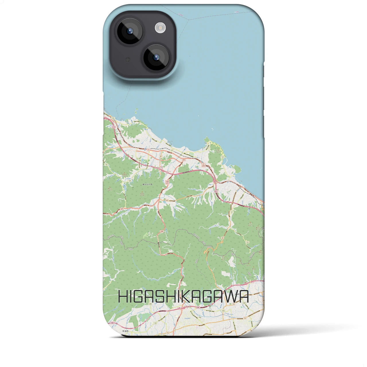 【東かがわ】地図柄iPhoneケース（バックカバータイプ・ナチュラル）iPhone 14 Plus 用