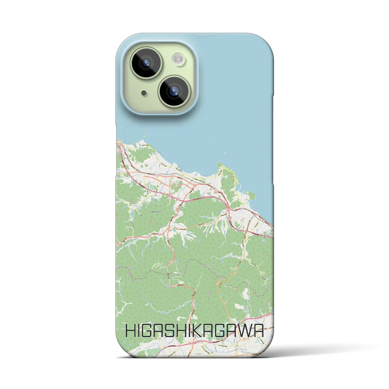 【東かがわ】地図柄iPhoneケース（バックカバータイプ・ナチュラル）iPhone 15 用
