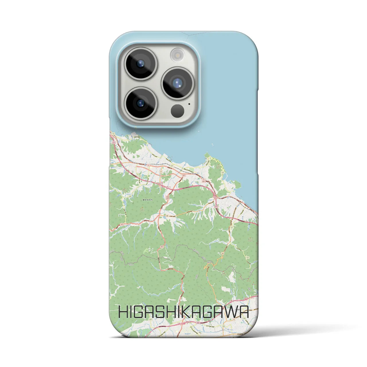 【東かがわ】地図柄iPhoneケース（バックカバータイプ・ナチュラル）iPhone 15 Pro 用