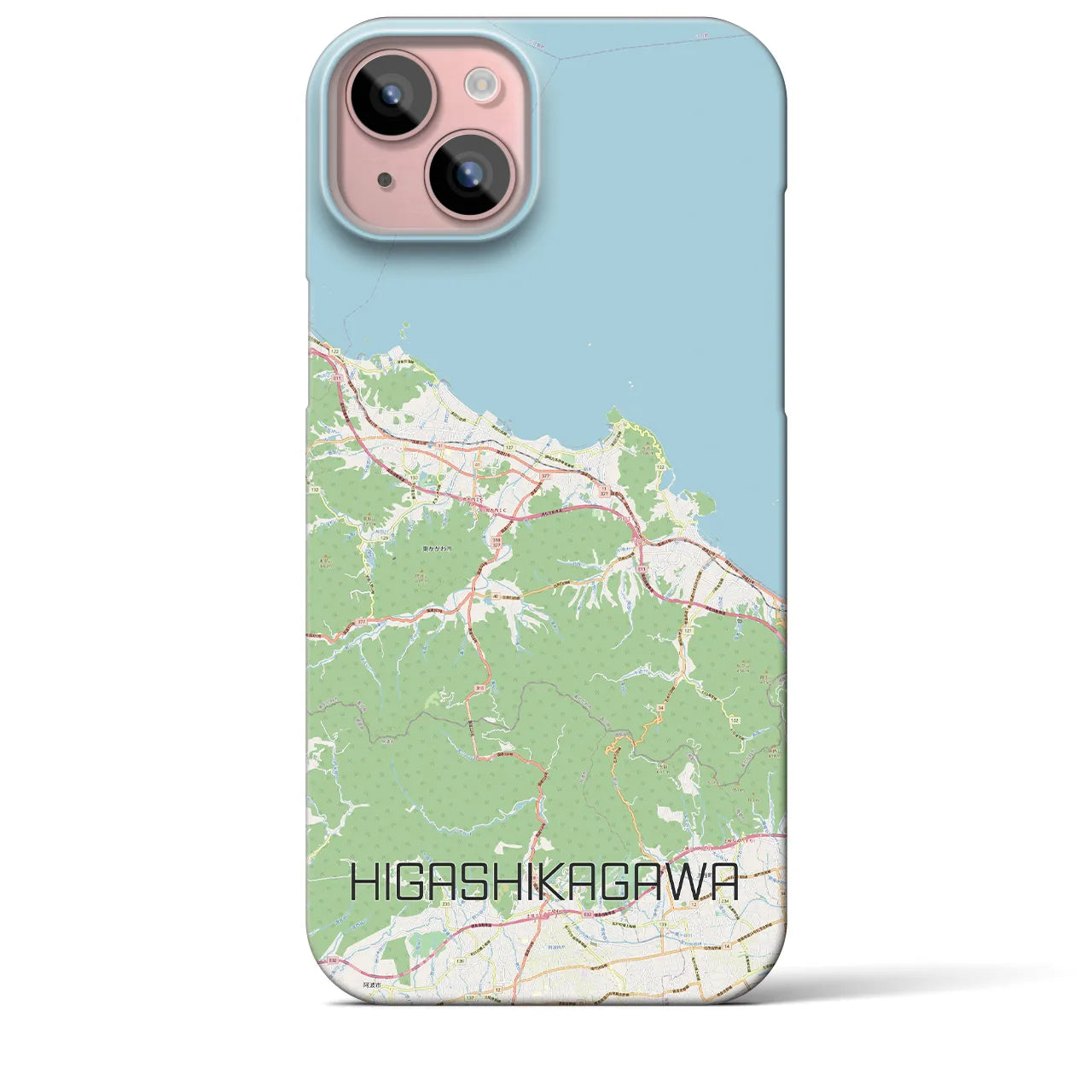 【東かがわ】地図柄iPhoneケース（バックカバータイプ・ナチュラル）iPhone 15 Plus 用