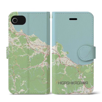 【東かがわ（香川県）】地図柄iPhoneケース（手帳タイプ）ナチュラル・iPhone SE（第3 / 第2世代） / 8 / 7 / 6s / 6 用