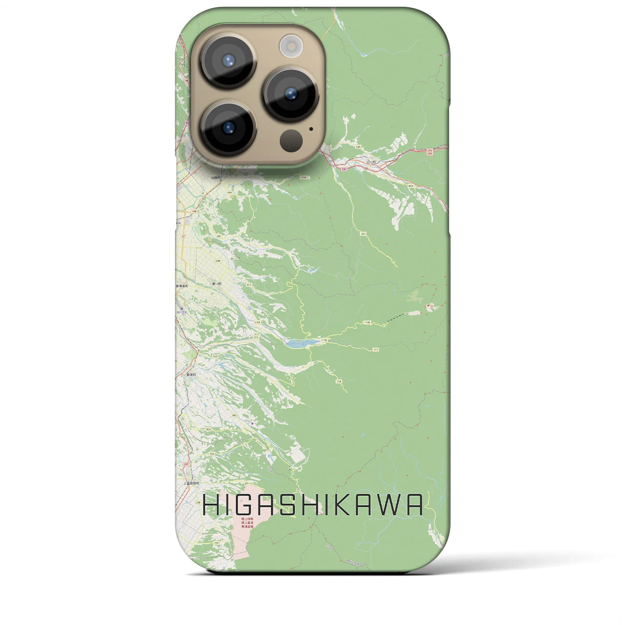 【東川】地図柄iPhoneケース（バックカバータイプ・ナチュラル）iPhone 14 Pro Max 用