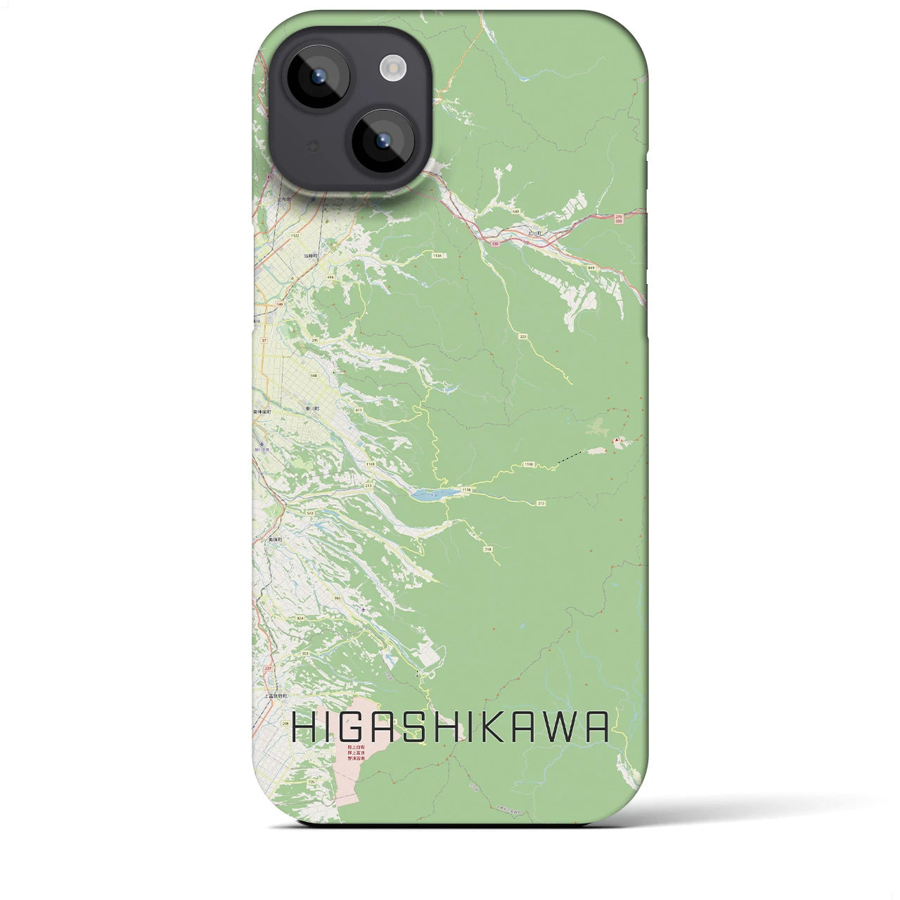 【東川】地図柄iPhoneケース（バックカバータイプ・ナチュラル）iPhone 14 Plus 用