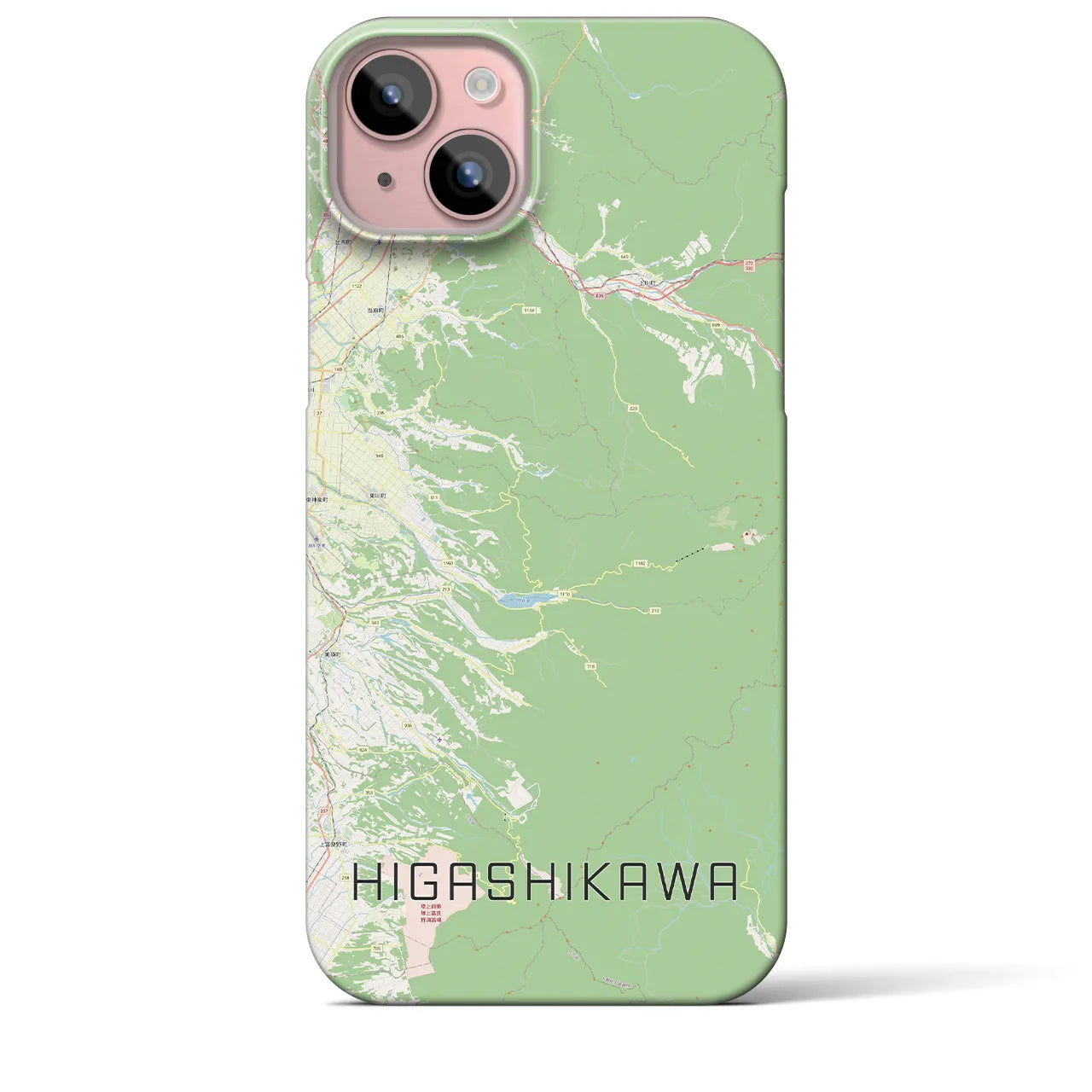 【東川】地図柄iPhoneケース（バックカバータイプ・ナチュラル）iPhone 15 Plus 用