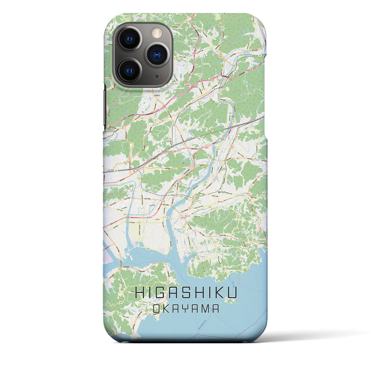 【東区（岡山市）】地図柄iPhoneケース（バックカバータイプ・ナチュラル）iPhone 11 Pro Max 用