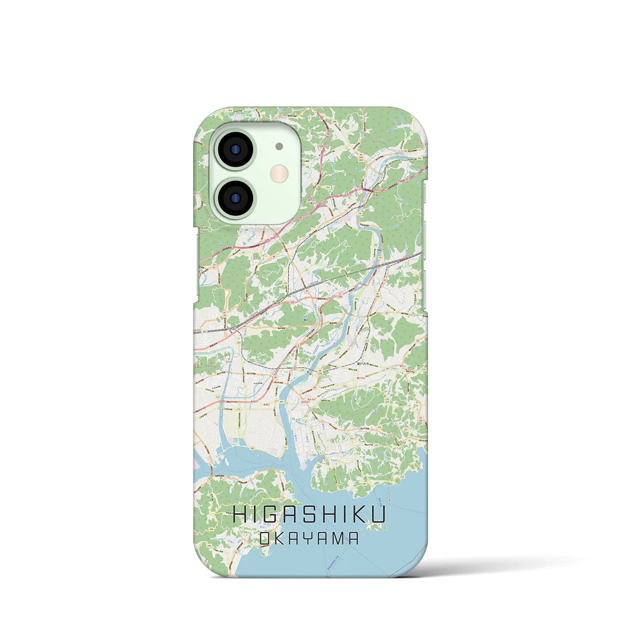 【東区（岡山市）】地図柄iPhoneケース（バックカバータイプ・ナチュラル）iPhone 12 mini 用