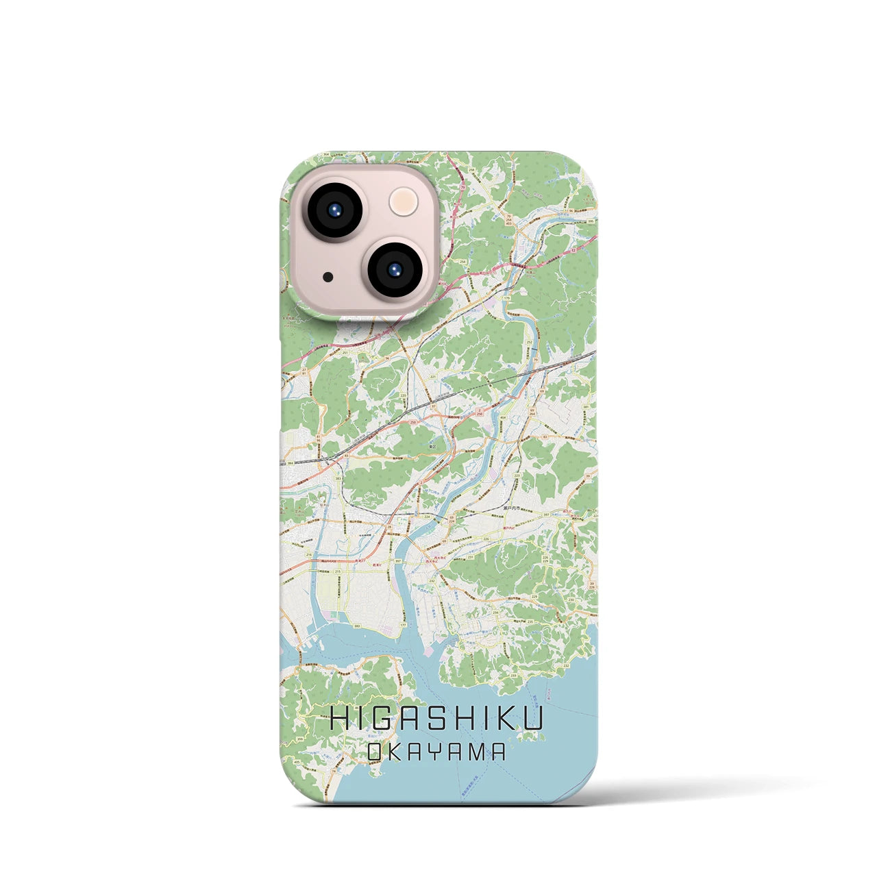【東区（岡山市）】地図柄iPhoneケース（バックカバータイプ・ナチュラル）iPhone 13 mini 用