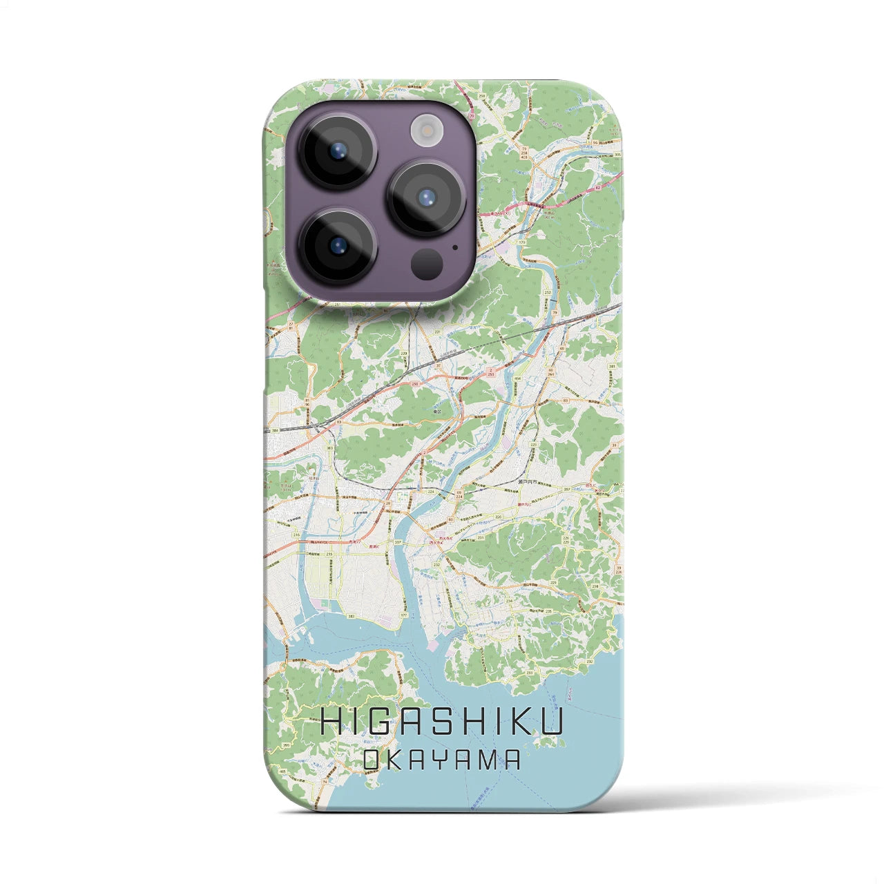 【東区（岡山市）】地図柄iPhoneケース（バックカバータイプ・ナチュラル）iPhone 14 Pro 用